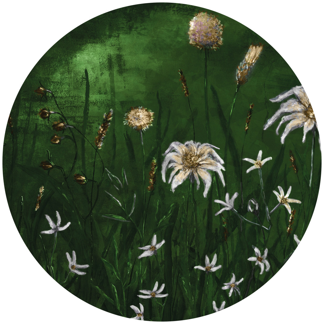 Tapeta Koło Cold Flowers 4